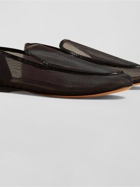 Khaite Alessia Mesh Leather Loafers Black Minimalist Flats 39